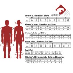 جدول سایز لباس اشکان