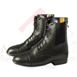 نیم بوت چرمی بنددار مشکی برند اشکان